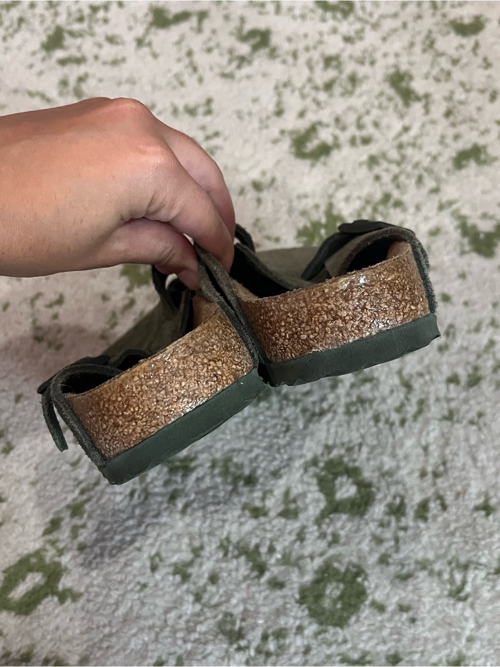 Birkenstock Suede Clog Mules in Olive Green - Picture 2 of 7